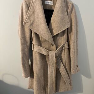 Calvin Klein Tan Belted Coat